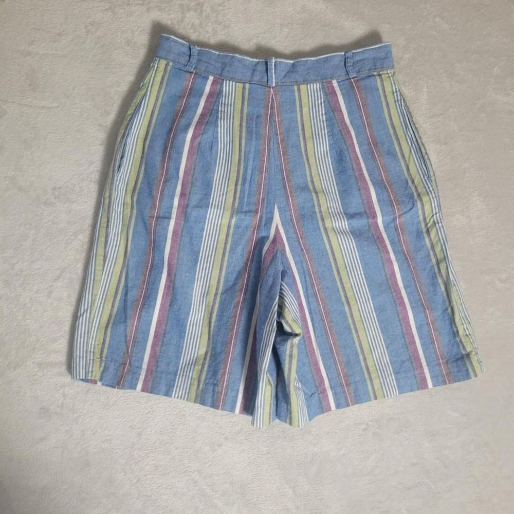 Vintage Ultra High Rise Preppy Womens Shorts Striped 100% cotton - Picture 4 of 6